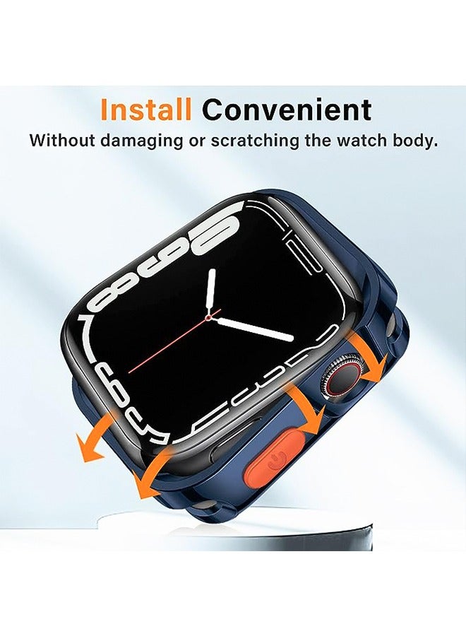 Plating Rugged Case Compatible with Apple Watch Case Series 9/8/7 45mm Series 6/SE/5/4 44mm Soft TPU Shockproof Bumper Drop Proof Protective Cover Anti-Drop and Anti-Scratch for iWatch (Blue) - Image 4