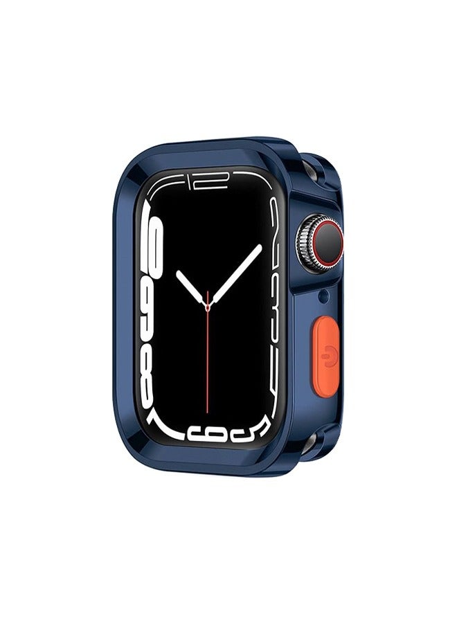 Plating Rugged Case Compatible with Apple Watch Case Series 9/8/7 45mm Series 6/SE/5/4 44mm Soft TPU Shockproof Bumper Drop Proof Protective Cover Anti-Drop and Anti-Scratch for iWatch (Blue) - Image 1