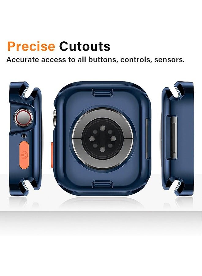 Plating Rugged Case Compatible with Apple Watch Case Series 9/8/7 45mm Series 6/SE/5/4 44mm Soft TPU Shockproof Bumper Drop Proof Protective Cover Anti-Drop and Anti-Scratch for iWatch (Blue) - Image 3