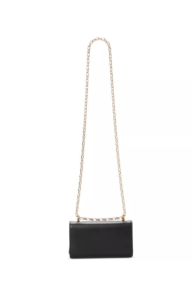 دي آند جي D&G Baroque DG Logo Crossbody Bag | Black leather bag, decorated with gorgeous gold metal accessories, a luxury item that highlights the appearance of high fashion. " - Image 4