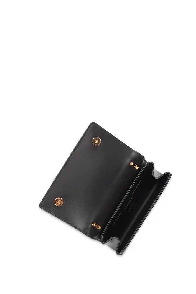 دي آند جي D&G Baroque DG Logo Crossbody Bag | Black leather bag, decorated with gorgeous gold metal accessories, a luxury item that highlights the appearance of high fashion. " - Image 2