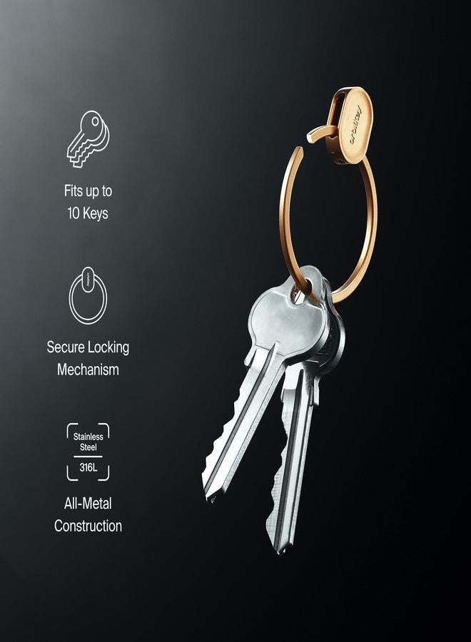 أوربيتكي حلقة مفاتيح Orbitkey Ring V2 سريعة الفك - حامل مفاتيح سهل الاستخدام مع آلية قفل آمنة - منظم سلسلة مفاتيح بسيط للاستخدام اليومي - متين، رفيع، ومناسب للجيب (ذهبي وردي) - Image 3