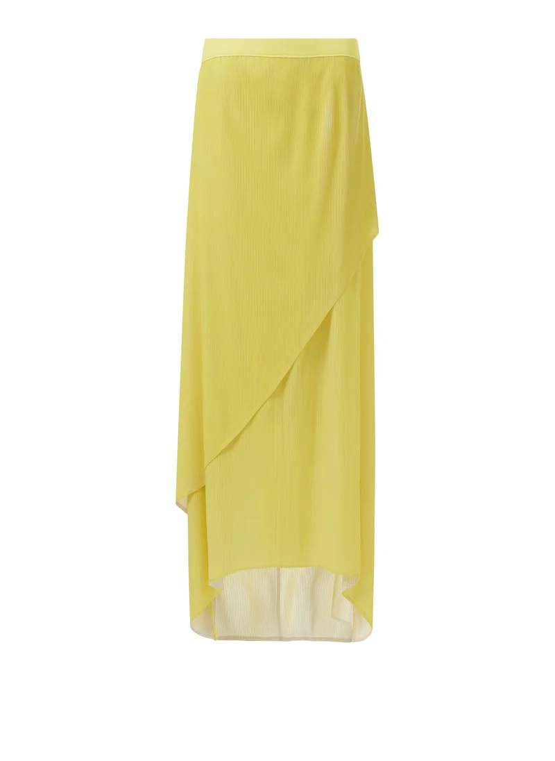 leem Dual Tone Asymmetric Plisse Skirt - Shorter Length