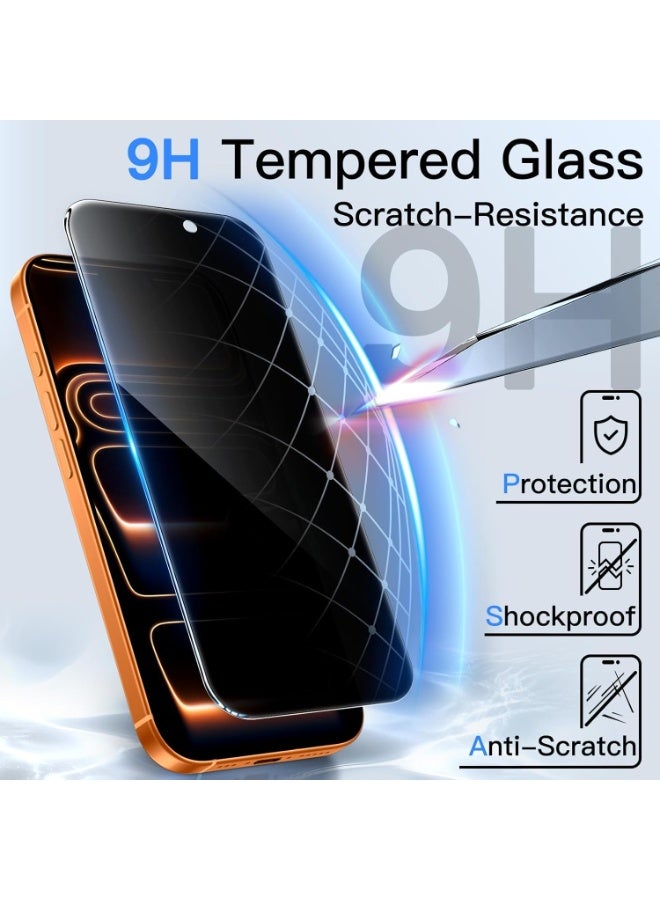 Privacy Screen Protector for iPhone 17 Pro 6.3-Inch, 9H Hardness Tempered Glass Film [Anti-Scratch] [No Bubbles] Anti-Spy Full Coverage Screen Protector for iPhone 17 Pro - Image 5