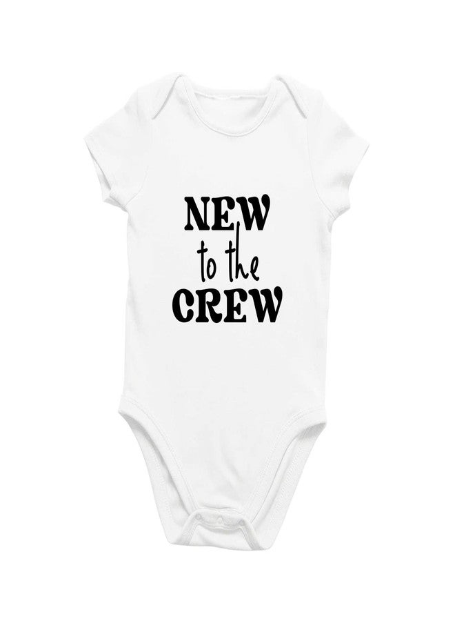 Printique Organic GOTS Certified Baby Onesie Unisex Bodysuit 0-18 months - New To The Crew | Funny Baby Announcement (New To The Crew, 3-6 Months) - Image 1