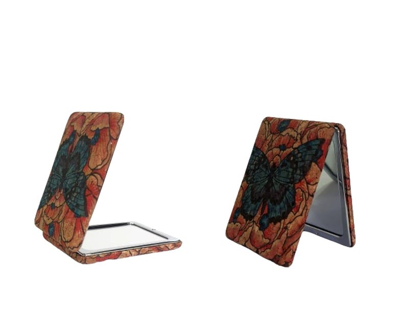 Generic Rectangle Compact Mirror with Floral Design 2x1 Magnifying Glass 35L x 28W inches  - Image 2