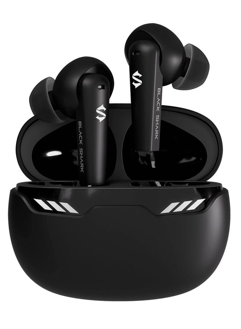 بلاك شارك سماعة رأس بلوتوث لاسلكية من بلاك شارك T10، سماعة رأس رياضية مزدوجة الوضع مقاومة للماء باللون الأسود - Image 1
