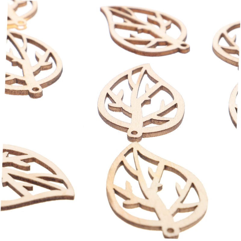 Khaki Hand Painted Wooden Leaves Craft Toys For Kids Unfinished Wood Decor Slices - Image 5