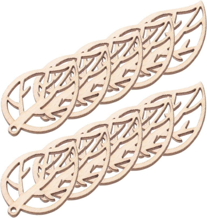 Khaki Hand Painted Wooden Leaves Craft Toys For Kids Unfinished Wood Decor Slices - Image 1