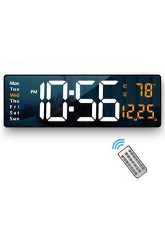 JEMICA Digital Alarm Clock Wall Table Clock Large Display162 Inch Large LED Digital Clock with Remote ControlAutomatic Brightness Dimmer Big Clock with Date Week Temperature Font Colour May Vary