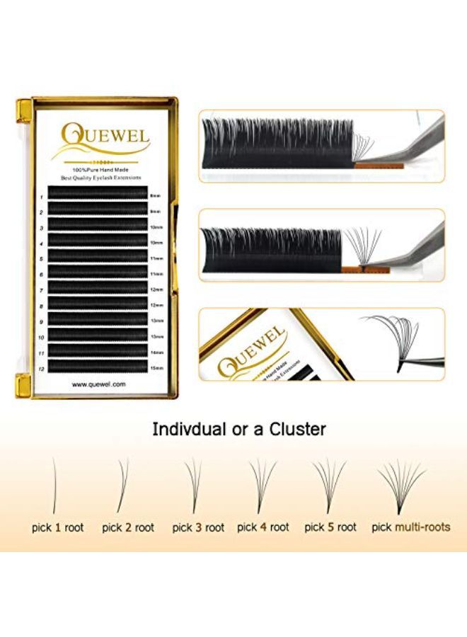 QUEWEL تمديدات الرموش 0.07 ثني ج 815 ملم مجموعة حجم مختلط رموش 2D20D سهلة الفتح؛ 0.03/0.05/0.07/0.10/0.12 ج/د مفرد 825 ملم مزيج 815 916 1520 2025؛ ؟0.07 ج مزيج 815 ملم؟ - Image 4