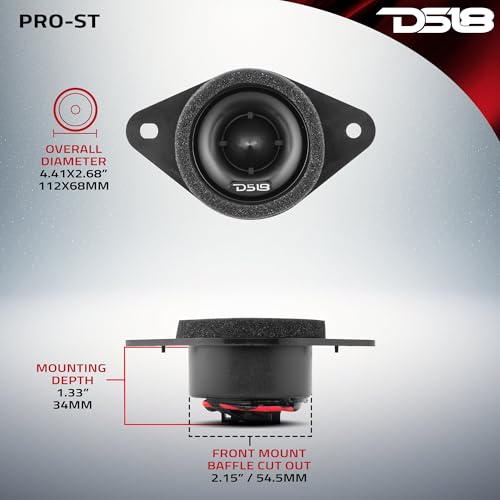 DS18 PRO-ST OEM ترقية تويتير ضغط الرصاص مع تقاطعات 1.9" - مجموعة ترقية تويتير OEM للسيارات للعديد من طرازات سوبارو/تويوتا - بديل لـ H631SFJ101 و H631SFJ100 (زوج) - Image 5