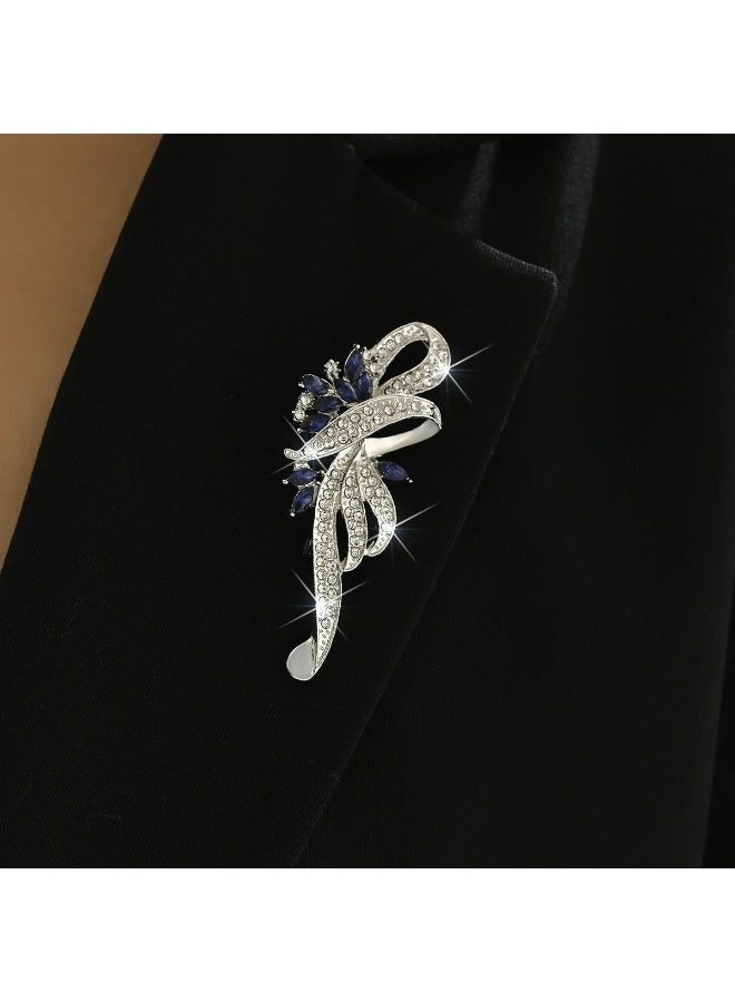 The Black Pearl Accessories Blue Zirconic Silver Brooch - Image 2