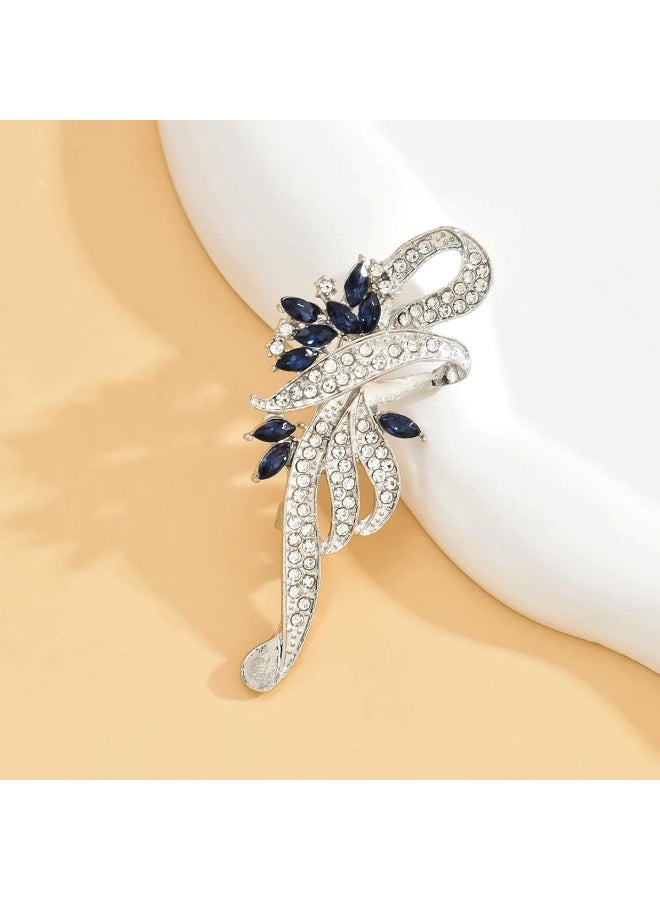 The Black Pearl Accessories Blue Zirconic Silver Brooch - Image 1