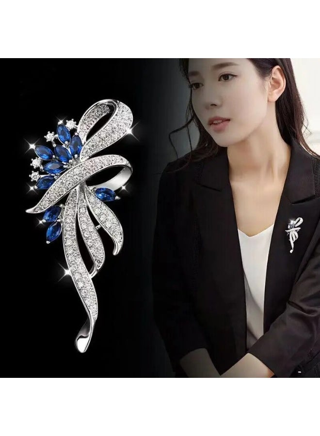 The Black Pearl Accessories Blue Zirconic Silver Brooch - Image 4