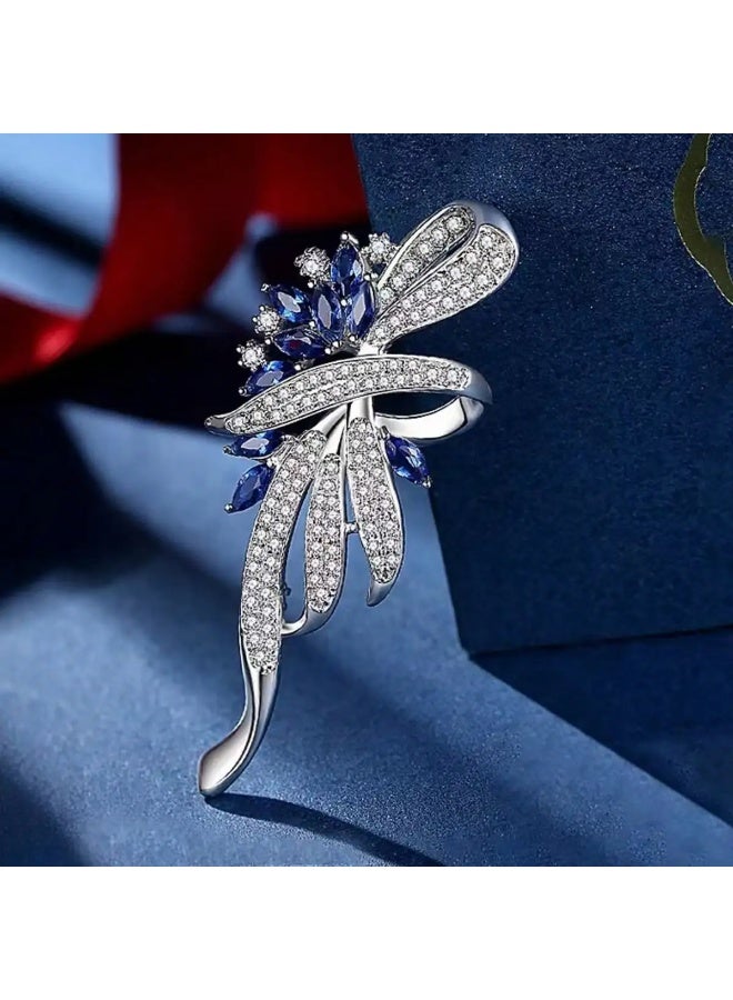 The Black Pearl Accessories Blue Zirconic Silver Brooch - Image 5