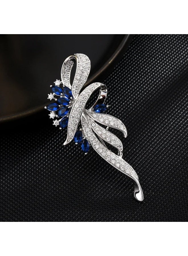 The Black Pearl Accessories Blue Zirconic Silver Brooch - Image 3