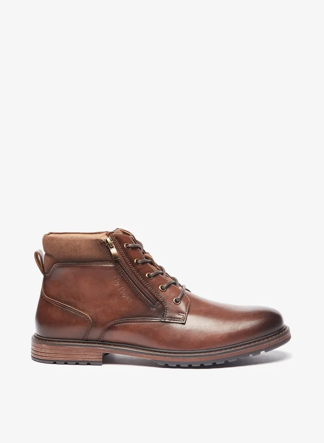 Lee Cooper Men's Solid Chukka Boots with Zip Closure