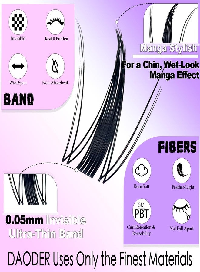 DAODER Spiky Lash Clusters Natural Fairy Anime Manga Lash Extension Wet-Look 8-18MM Invisible Clear Band Eyelash Extension Clusters D Curl 140pcs Reusable(8-18MM Spiky) - Image 4