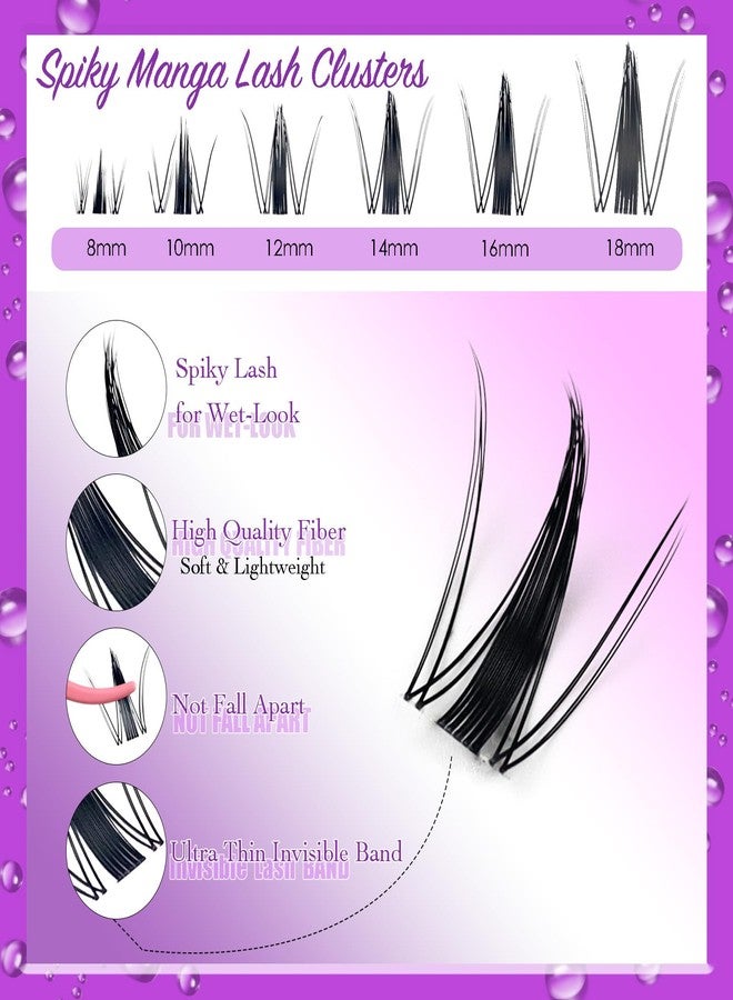 DAODER Spiky Lash Clusters Natural Fairy Anime Manga Lash Extension Wet-Look 8-18MM Invisible Clear Band Eyelash Extension Clusters D Curl 140pcs Reusable(8-18MM Spiky) - Image 2