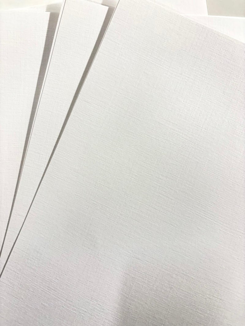 Syntego 50 Sheets Pale White Linen Card Silkweave Textured A4 Card 250gsm / 100lb - Image 5