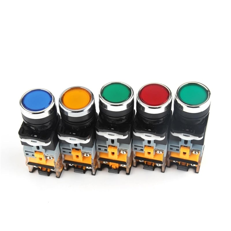 LA38 11D مفتاح ضغط مع مؤشرات LED NO NC لحظي قفل DC 12V 24V AC 220V 380V - Image 4