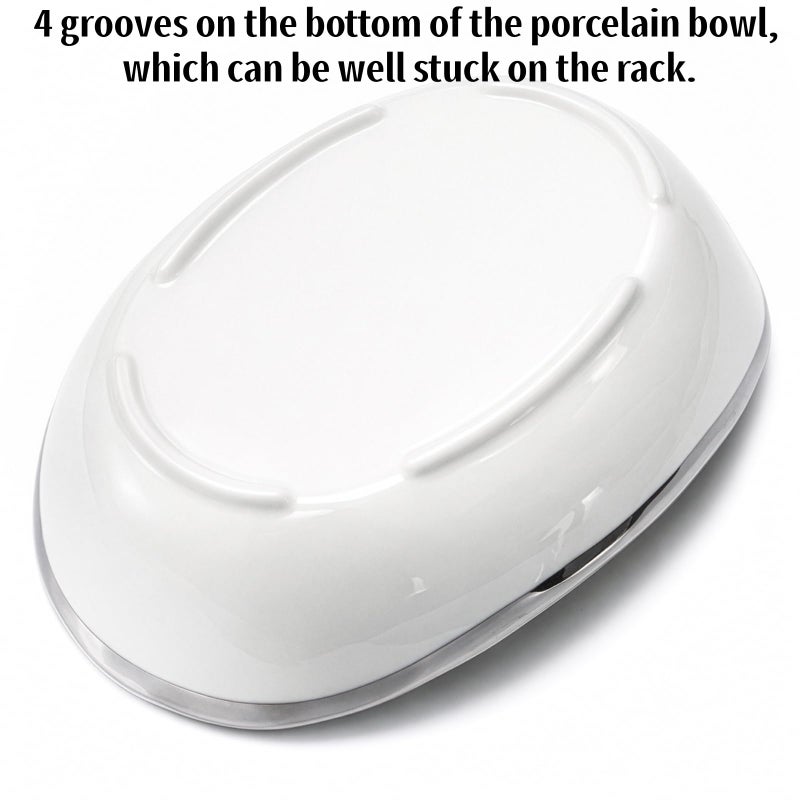 Goaste 3 Tier Ceramic Fruit Bowl, Oval Tiered Serving Bowl Set, Porcelain Fruit Basket with Metal Stand, Large Detachable Fruit Storage Holder Rack for Kitchen Counter, Vegetable, Cake, Dessert, Salad - Image 5