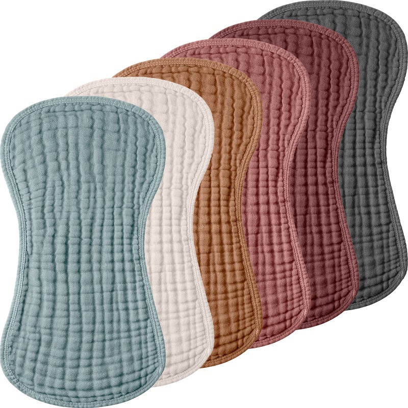 Frienda 6 Pack Muslin Burp Cloths Cotton Large 20x 9 Extra Absorbent and Soft Baby Burping Cloth for Baby Boy Girl UnisexFresh Colors - Image 2