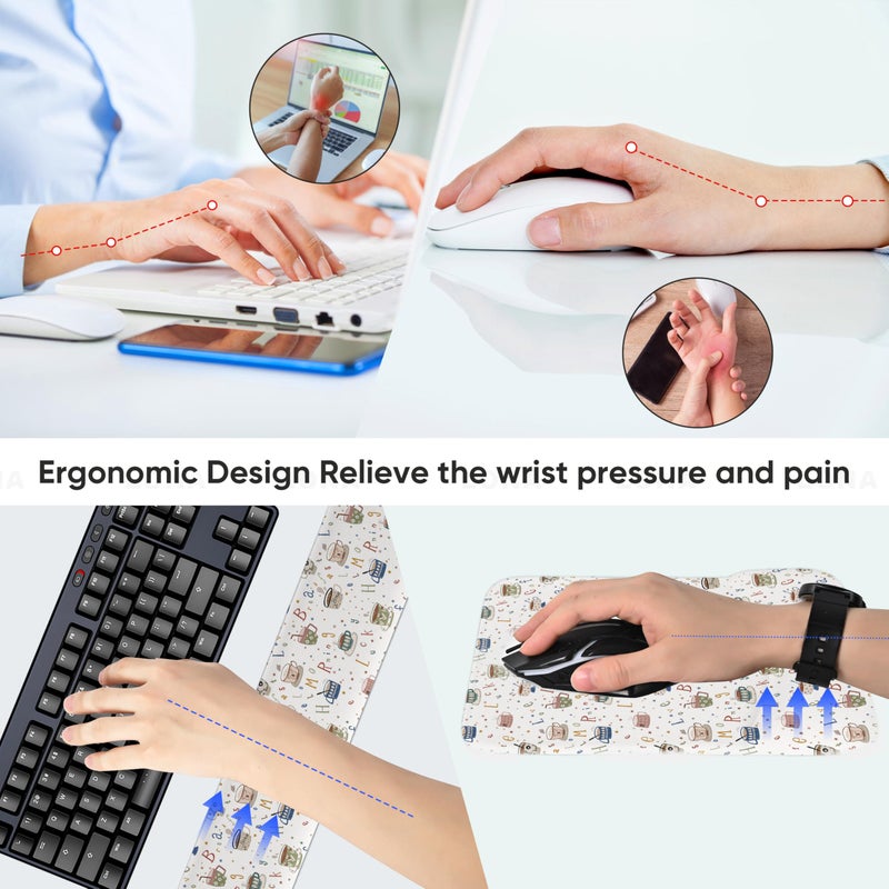 icolor Keyboard Wrist Rest Pad Mouse Pad Set,Ergonomic Mouse Pad for Laptop Computer,Wrist Support Memory Foam Desk Pad for Gaming Office,Non Slip Rubber Mousepad Typing Relief Pain (WristRest210) - Image 5