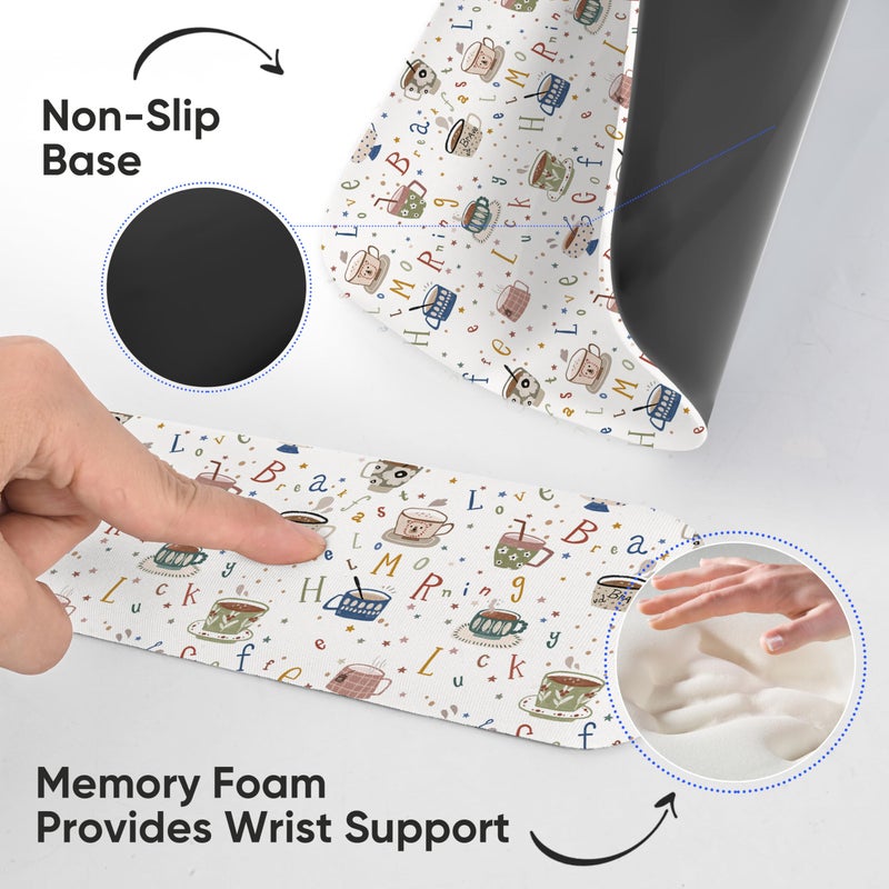 icolor Keyboard Wrist Rest Pad Mouse Pad Set,Ergonomic Mouse Pad for Laptop Computer,Wrist Support Memory Foam Desk Pad for Gaming Office,Non Slip Rubber Mousepad Typing Relief Pain (WristRest210) - Image 3