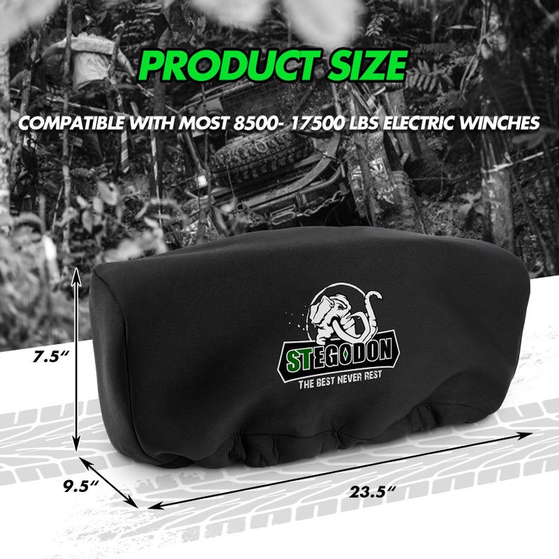 STEGODON Winch Cover,Heavy Duty Waterproof Dust-Proof Winch Protection Cover,UV-Resistant Neoprene Luminous Material Winch Cover,Fits for Electric Winches 8000-13000 lbs - Image 2