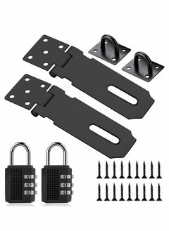 Y&D Door Lock Latch with Password Combination Padlocks 4 Inch Stainless Steel Security Hasp and Zinc Alloy Padlocks, Heavy Duty Staple Use for Window Locker Drawer Pet Cage Cabinet-2 Pack  - Image 1