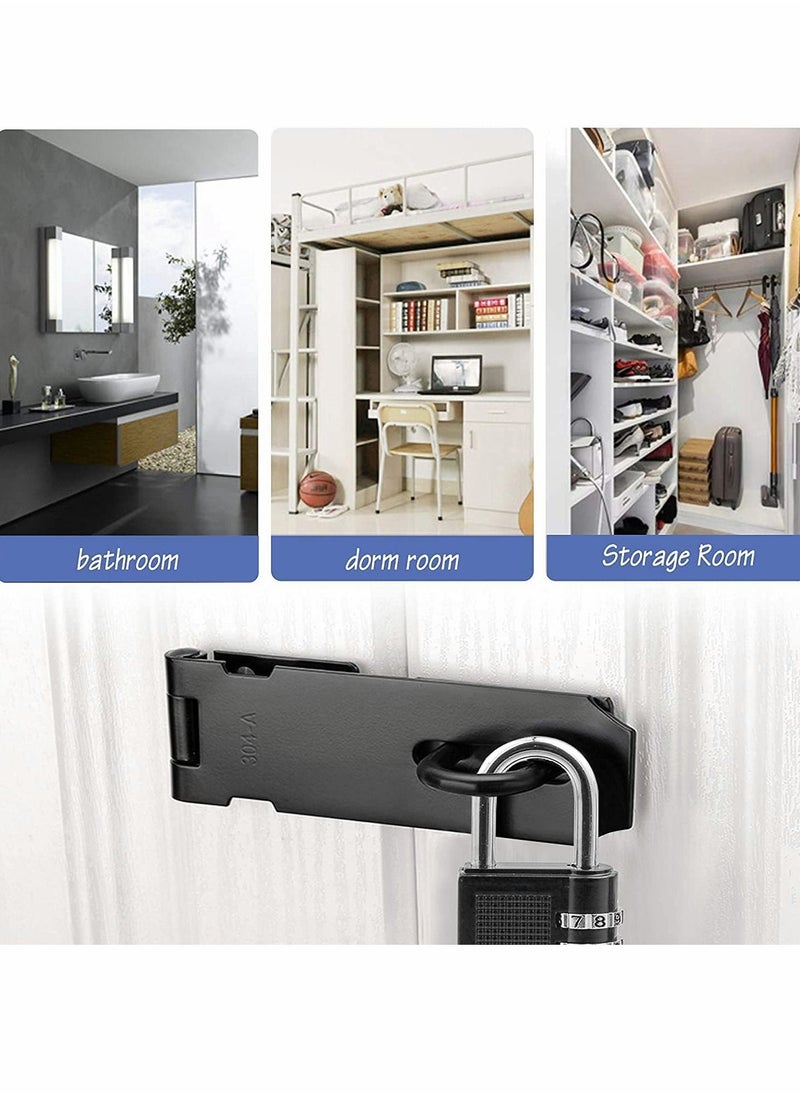 Y&D - Door Lock Latch with Password Combination Padlocks 4 Inch Stainless Steel Security Hasp and Zinc Alloy Padlocks, Heavy Duty Staple Use for Window Locker Drawer Pet Cage Cabinet-2 Pack - Image 1