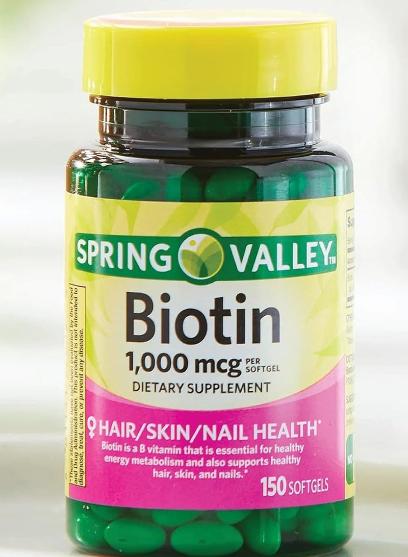 سبرينج فالي بيوتين 1000 ميكروغرام، 150 قرصًا - Image 1