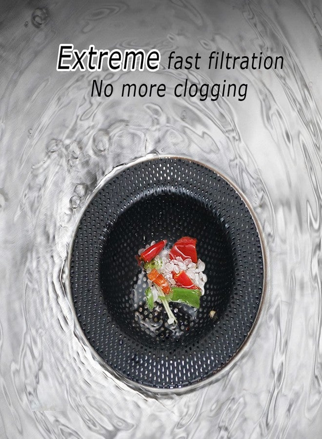 BERYLER مصفاة تصريف حوض المطبخ السوداء من BERYLER، قطعتان، مناسبة لمعظم المصارف، مصنوعة من الفولاذ المقاوم للصدأ، حافة واسعة كبيرة، قطر 4.5 بوصة، مضادة للانسداد، ومقاومة للصدأ - Image 3