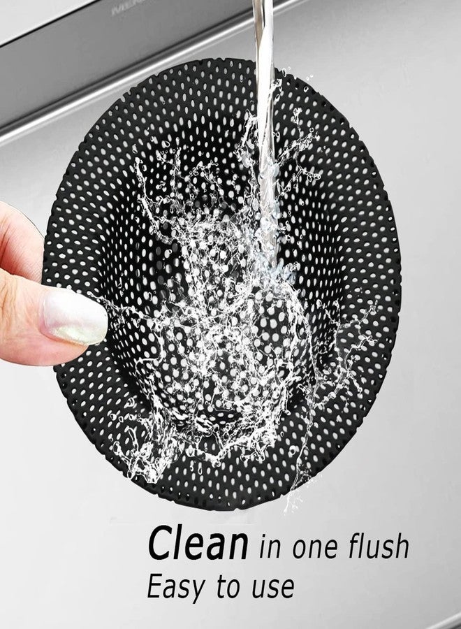 BERYLER مصفاة تصريف حوض المطبخ السوداء من BERYLER، قطعتان، مناسبة لمعظم المصارف، مصنوعة من الفولاذ المقاوم للصدأ، حافة واسعة كبيرة، قطر 4.5 بوصة، مضادة للانسداد، ومقاومة للصدأ - Image 4