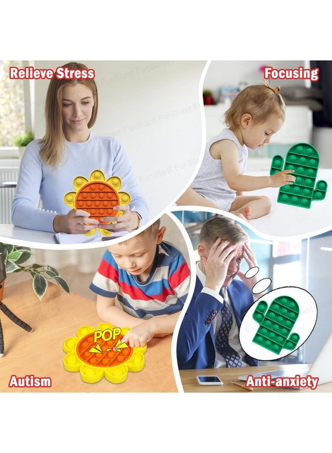 FunBlast Pop It - Popit Game, Poppet for Kids, Pop It Toy, Pop It Toys for Kids, Pop It Fidget Toy, Pop It Big, Pop It for Girls, Sunflower with Cactus Pop it Fidget Toy for Kids Pack of 2 Pcs - Image 4