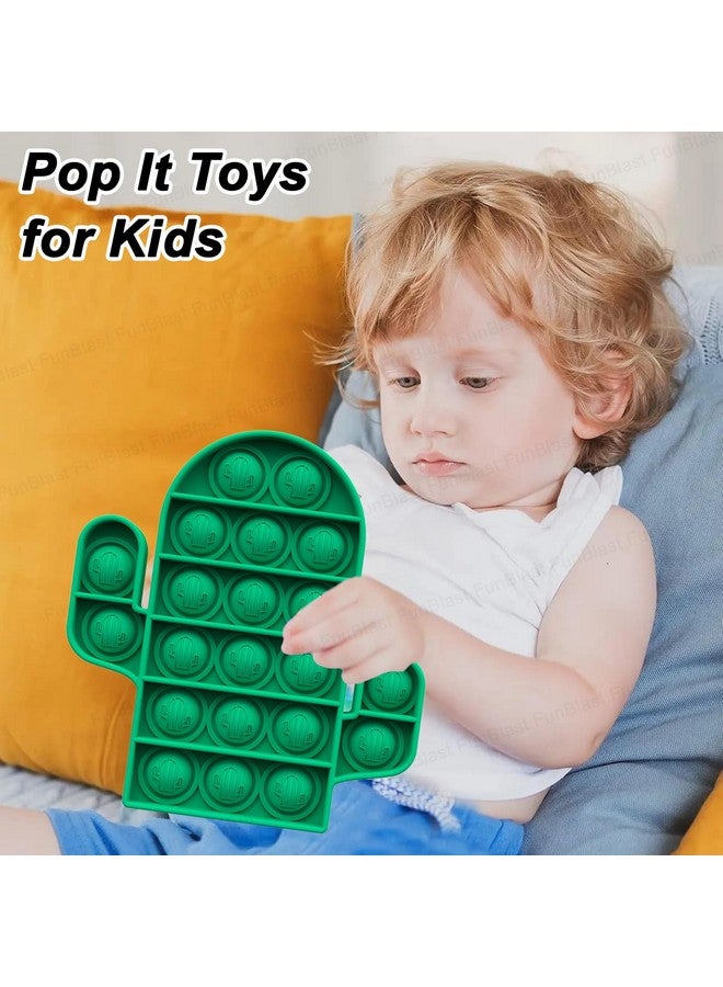 FunBlast Pop It - Popit Game, Poppet for Kids, Pop It Toy, Pop It Toys for Kids, Pop It Fidget Toy, Pop It Big, Pop It for Girls, Sunflower with Cactus Pop it Fidget Toy for Kids Pack of 2 Pcs - Image 2
