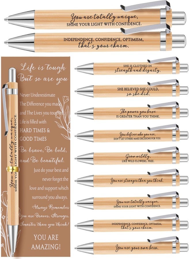 Supervitae 20 Set Inspirational Gifts Bulk for Women Motivational Quote Ballpoint Pens and Flower Card Employees Appreciation Gift for Nurses Coworkers Mother Day Teachers - Image 1