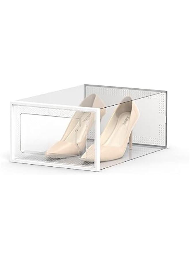 Arabest Clear Plastic Shoe Storage Box - Stackable Organizer for Closet - Foldable Rack Container Holder - Space Saving Sneaker Bin - Set of 12  - Image 2