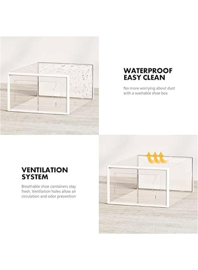 Arabest Clear Plastic Shoe Storage Box - Stackable Organizer for Closet - Foldable Rack Container Holder - Space Saving Sneaker Bin - Set of 12  - Image 4