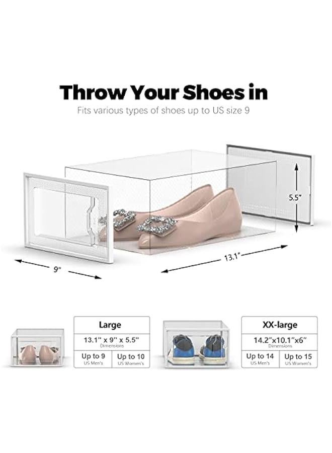 Arabest Clear Plastic Shoe Storage Box - Stackable Organizer for Closet - Foldable Rack Container Holder - Space Saving Sneaker Bin - Set of 12  - Image 5