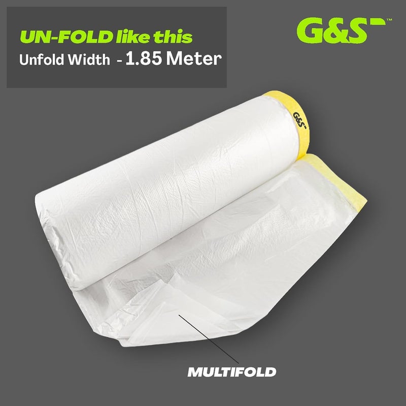 GS Pretaped Masking Sheet Tape for Protection from Dust, water, paint and moisture 1.85M (1800 mm x 20 meter) (Pack of 4) - Image 3