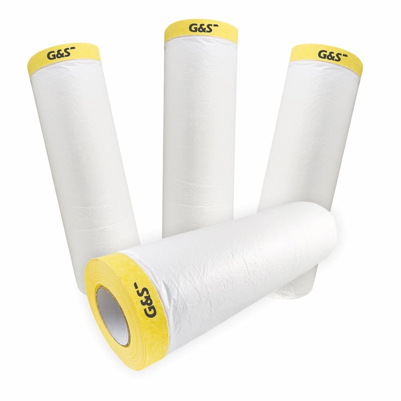 GS Pretaped Masking Sheet Tape for Protection from Dust, water, paint and moisture 1.85M (1800 mm x 20 meter) (Pack of 4) - Image 1