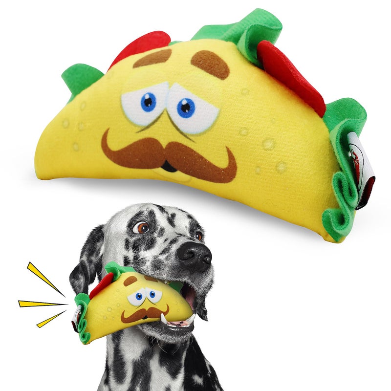 SPOT Fun Food Taco Plush Dog Toy with Squeaker - Interactive Soft, Squeaky Toy for Dogs and Puppies, Keeps Pets Entertained, Cute and Funny Chew Toy Made with Soft Fabric - 6in - Image 1