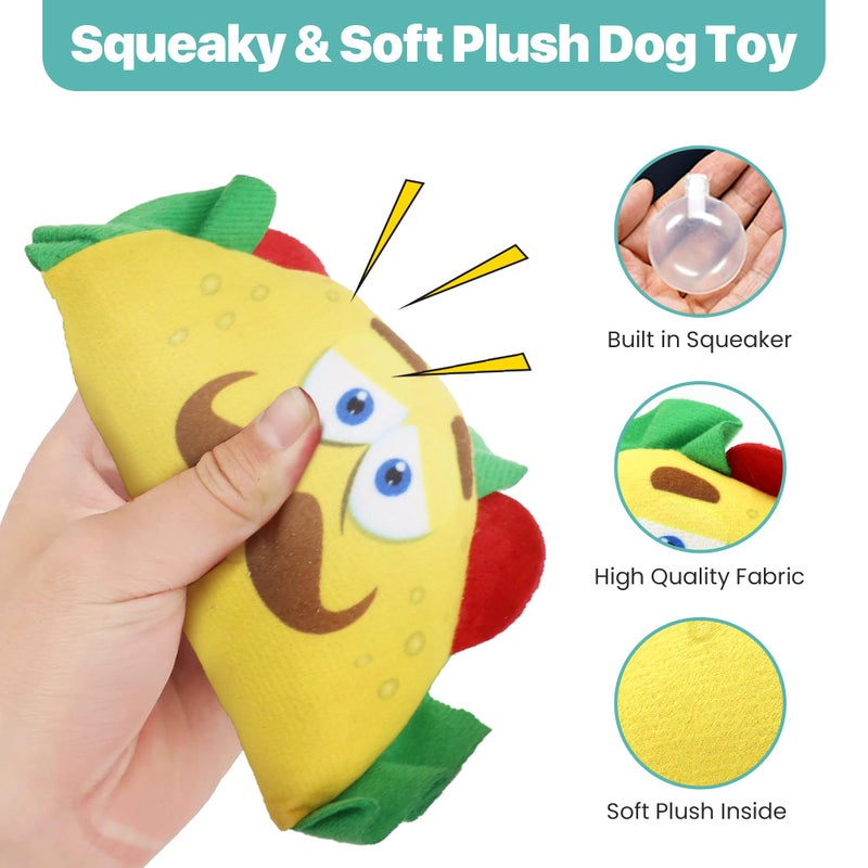 SPOT Fun Food Taco Plush Dog Toy with Squeaker - Interactive Soft, Squeaky Toy for Dogs and Puppies, Keeps Pets Entertained, Cute and Funny Chew Toy Made with Soft Fabric - 6in - Image 3