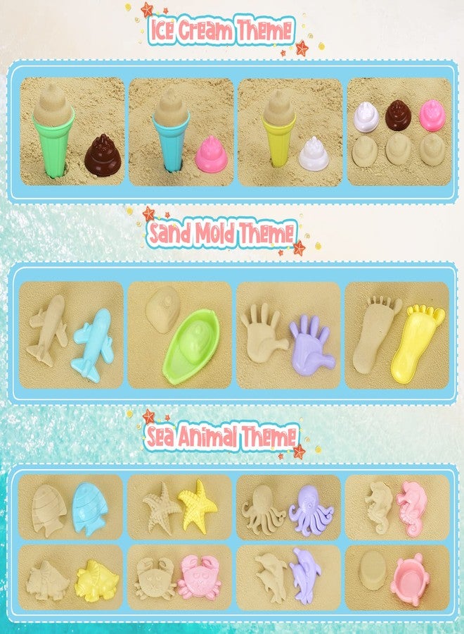 REZUCREY Beach Toys, Ice Cream Sand Toys for Toddlers, with Collapsible Bucket and Shovels for Kids with Bag, Travel Toys for Boys Baby Girls Age 3 4 5 6 7 8+ - Image 5