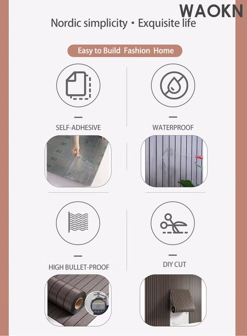 دبليو أيه أو كي أن ورق حائط ثلاثي الأبعاد من الفوم، لفة واحدة، ملصق حائط سميك مقاوم للماء ذاتي اللصق، مناسب لغرفة المطبخ والسقف والجدار للاستخدام الداخلي، مقاوم للرطوبة وعازل للصوت، لوح حائط 2.8 مم × 40 سم × 300 سم - Image 2