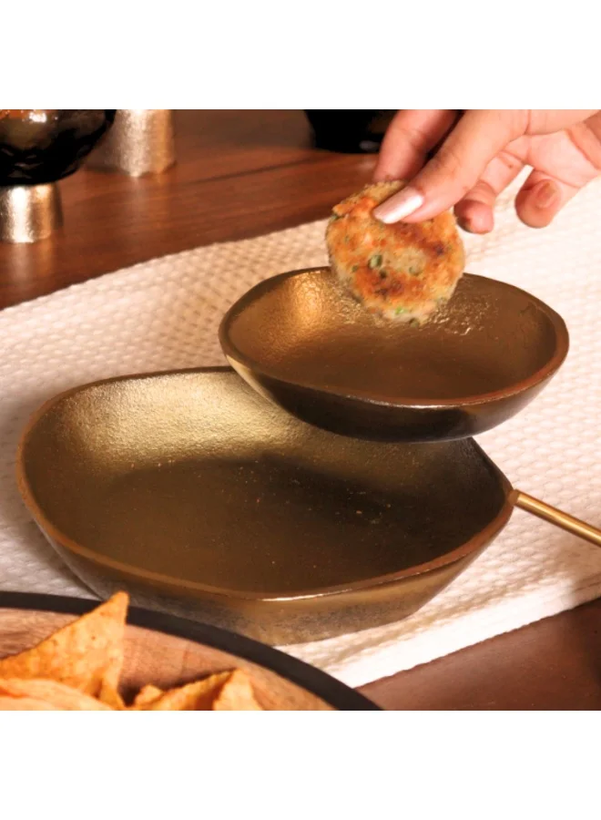 Muun Home MUUN HOME Cast Aluminium Comet Bowl - Gold Color, Small Size for Serving and Decor