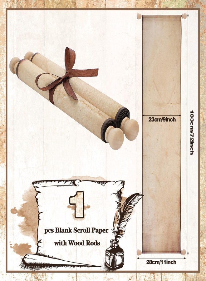 Epakh 1 Pack Blank Scroll Paper on Wood Rod, 9 x 72 in, for Writing & Drawing - Image 3